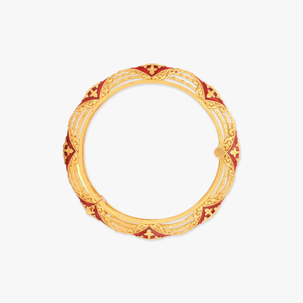 Batik Blossom Kankan Gold Bangles,,hi-res image number null