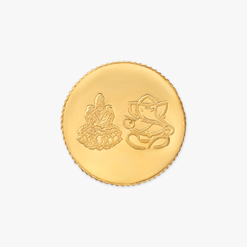 

1 gram 24 Karat Gold Coin with Lakshmi Ganesha Motif