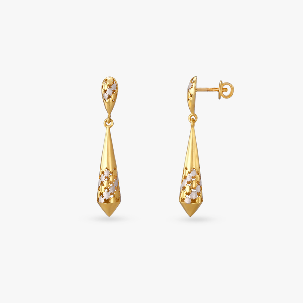Intricate Lattice Gold Drop Earrings,,hi-res image number null