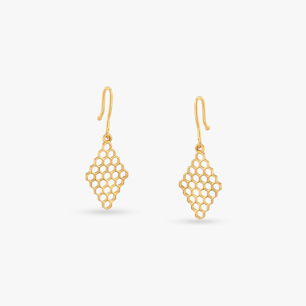 

Honeycomb Charm Gold Hoop Earrings