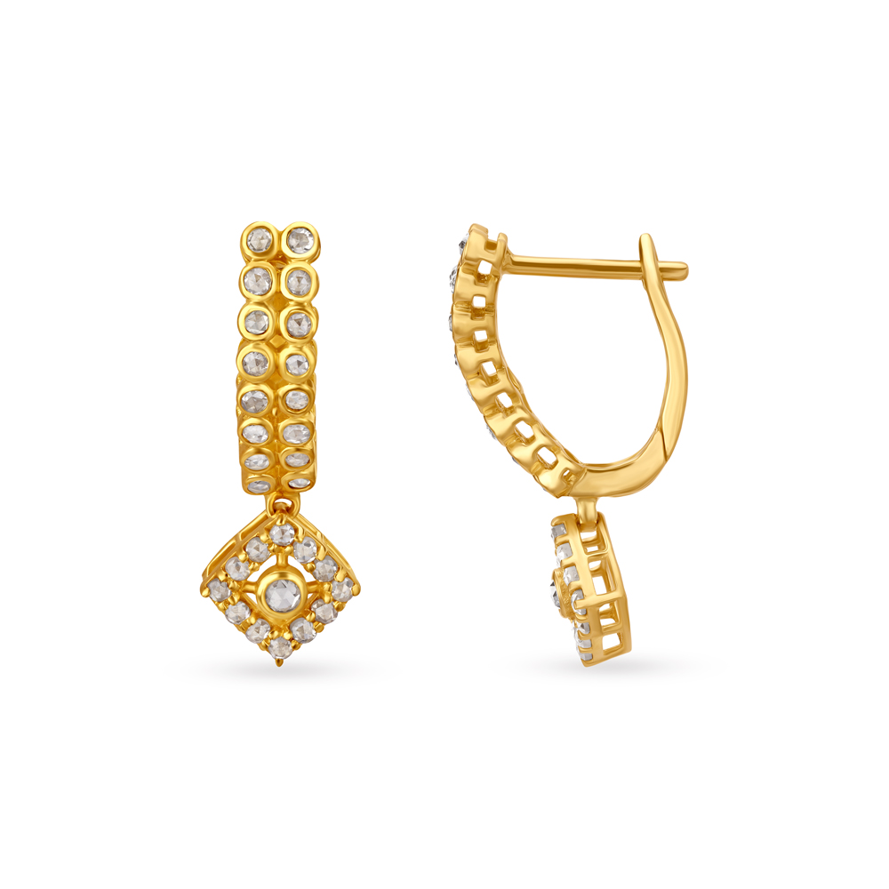 Stone Studded Hoop Earrings,,hi-res image number null