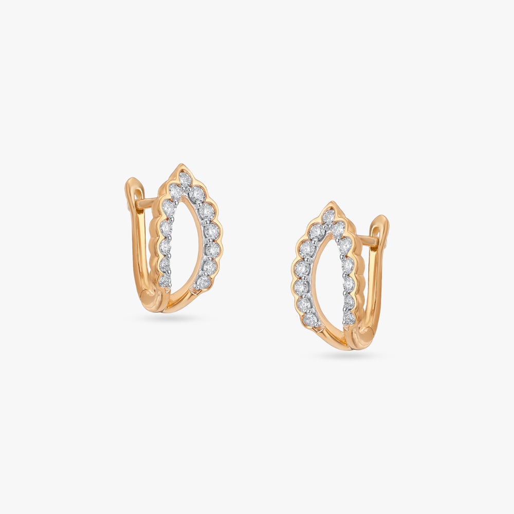 Delicate Petal Diamond Hoop Earrings,,hi-res image number null