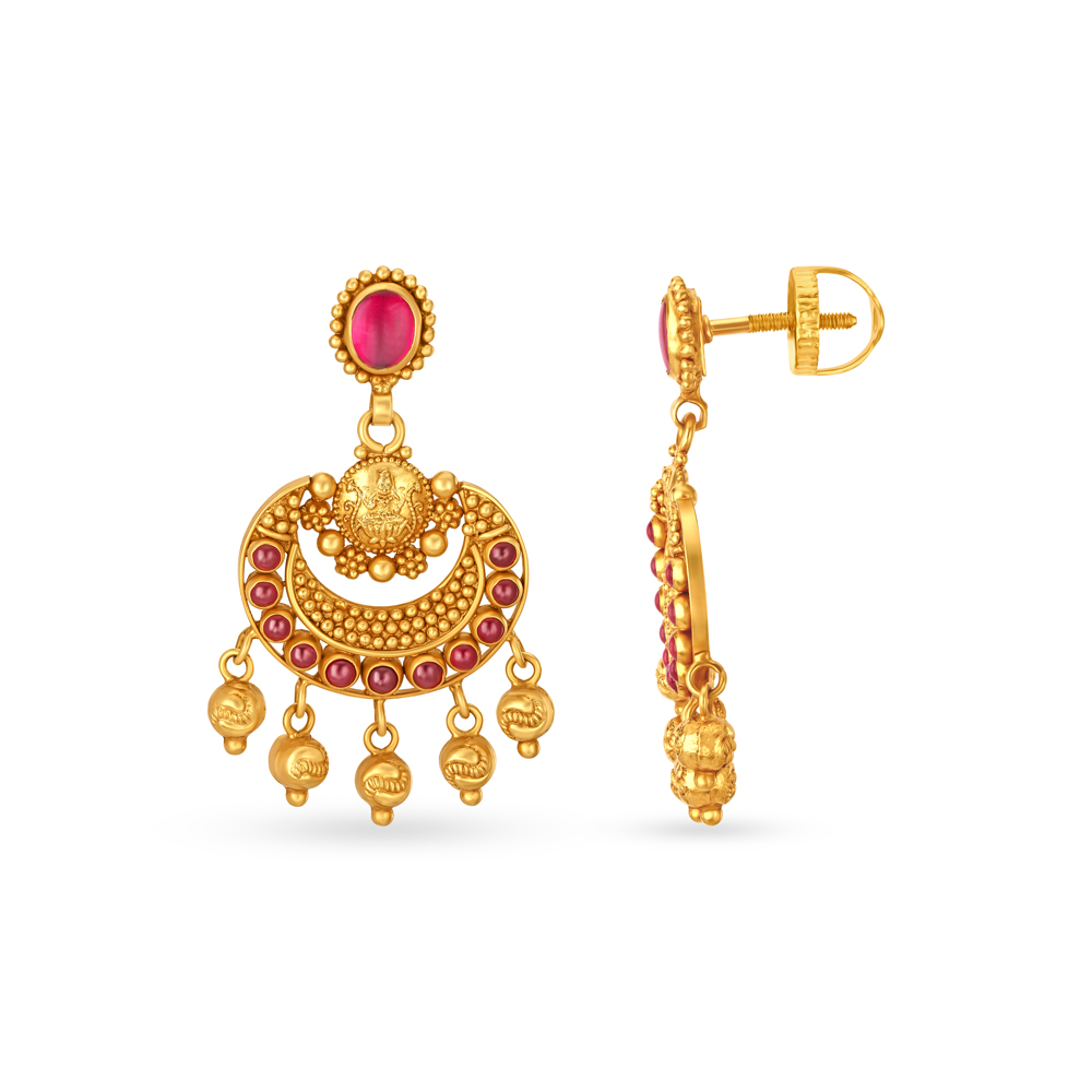 Elegant Lakshmi Motif Drop Earrings,,hi-res image number null