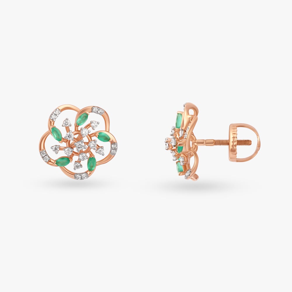 Verdant Flower Diamond Pendant and Earrings Set,,hi-res image number null
