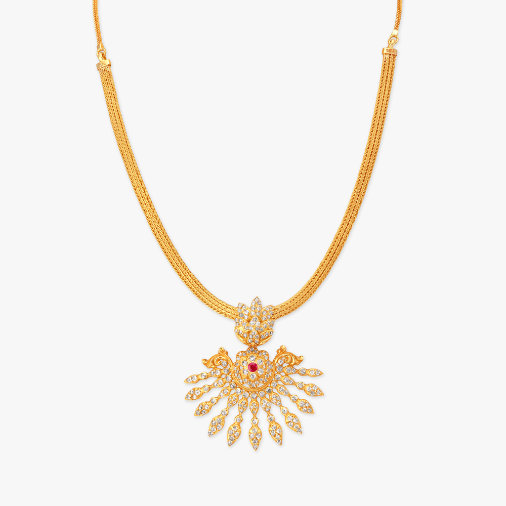 Sunburst Crest Gold Necklace Set,,hi-res image number null