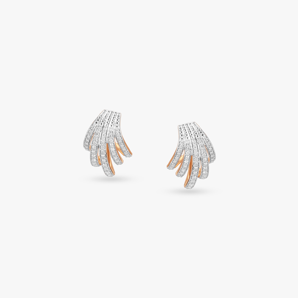 Cascaded Curve Diamond Stud Earrings,,hi-res image number null