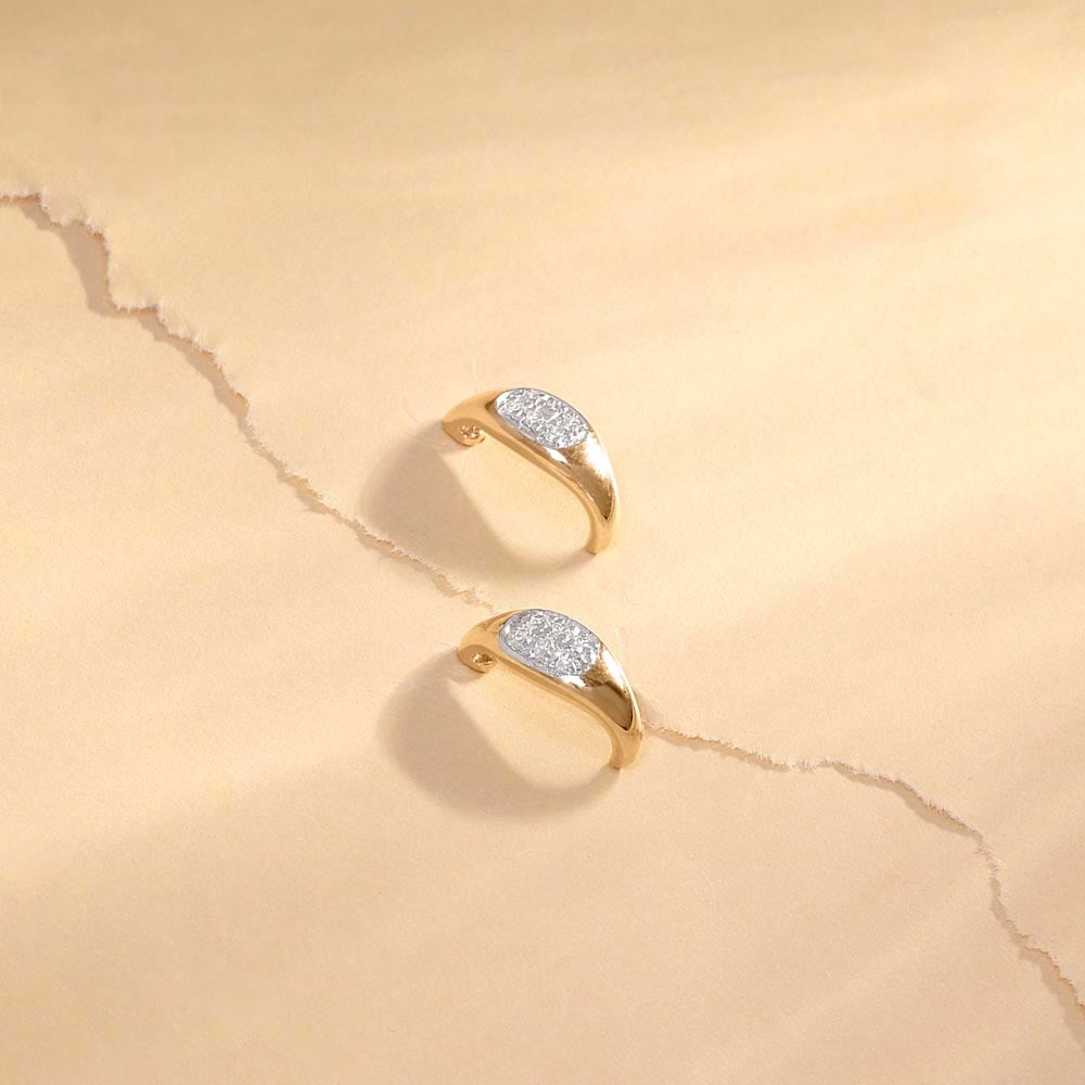 Chic Curve Diamond Hoop Earrings,,hi-res image number null