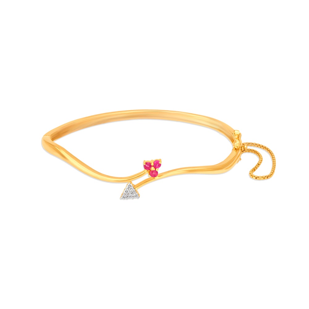 Floral Ruby and Diamond Gold Bangle,,hi-res image number null