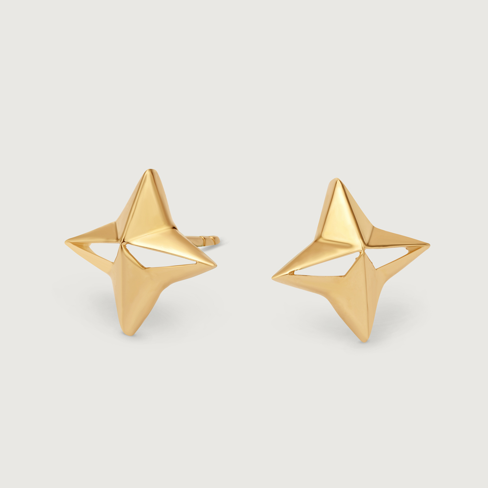 Star struck Symphony 14KT Gold Stud Earrings,,hi-res image number null