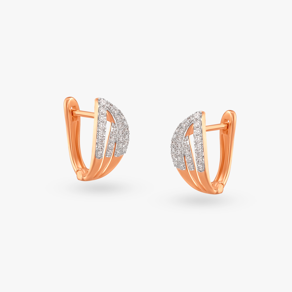 Radiant Leaf Diamond Hoop Earrings,,hi-res image number null