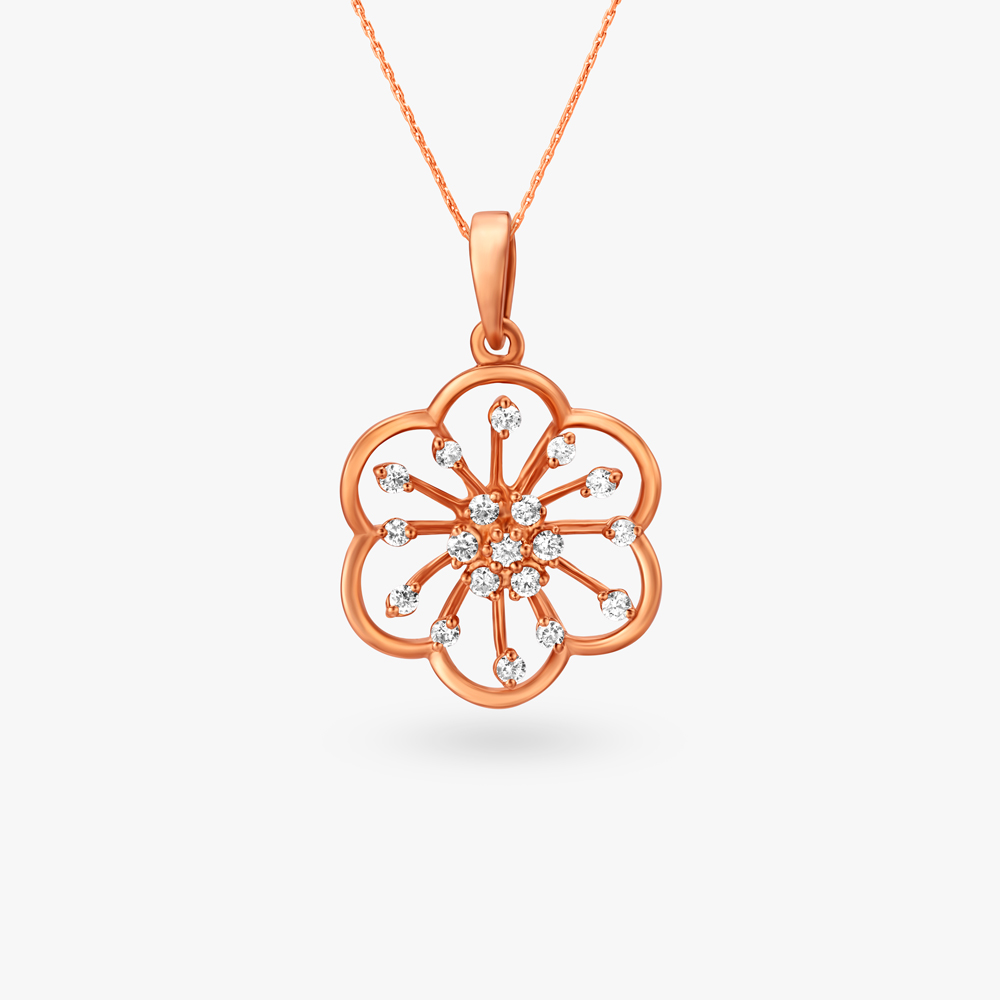 Shimmering Floral Diamond Pendant,,hi-res image number null