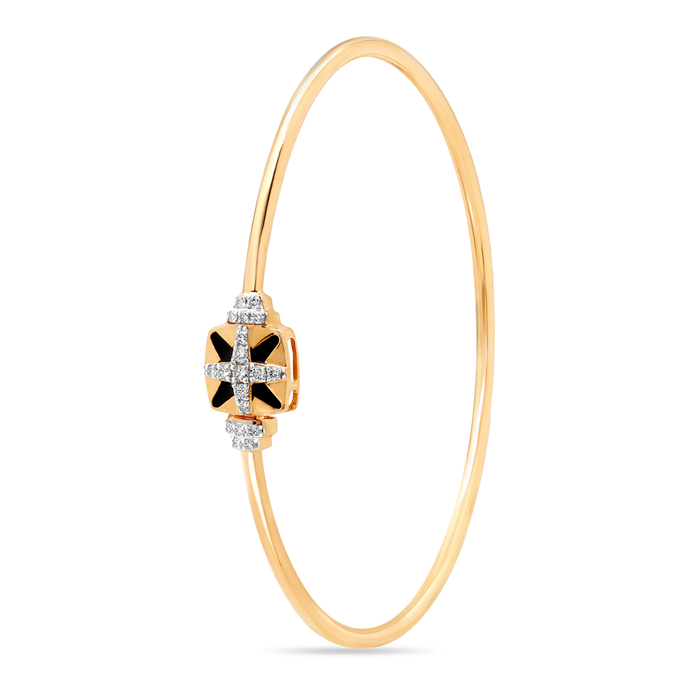 18KT Yellow Gold Geometric Sparkle Diamond Bangle,,hi-res image number null