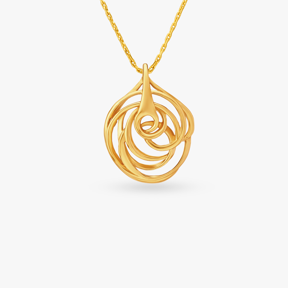 Spiral Gold Pendant and Earrings Set,,hi-res image number null
