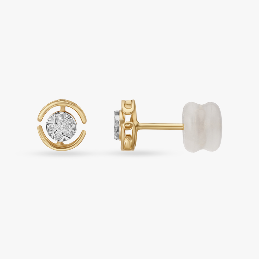 Radiant Halo Gold and Diamond Stud Earrings,,hi-res image number null
