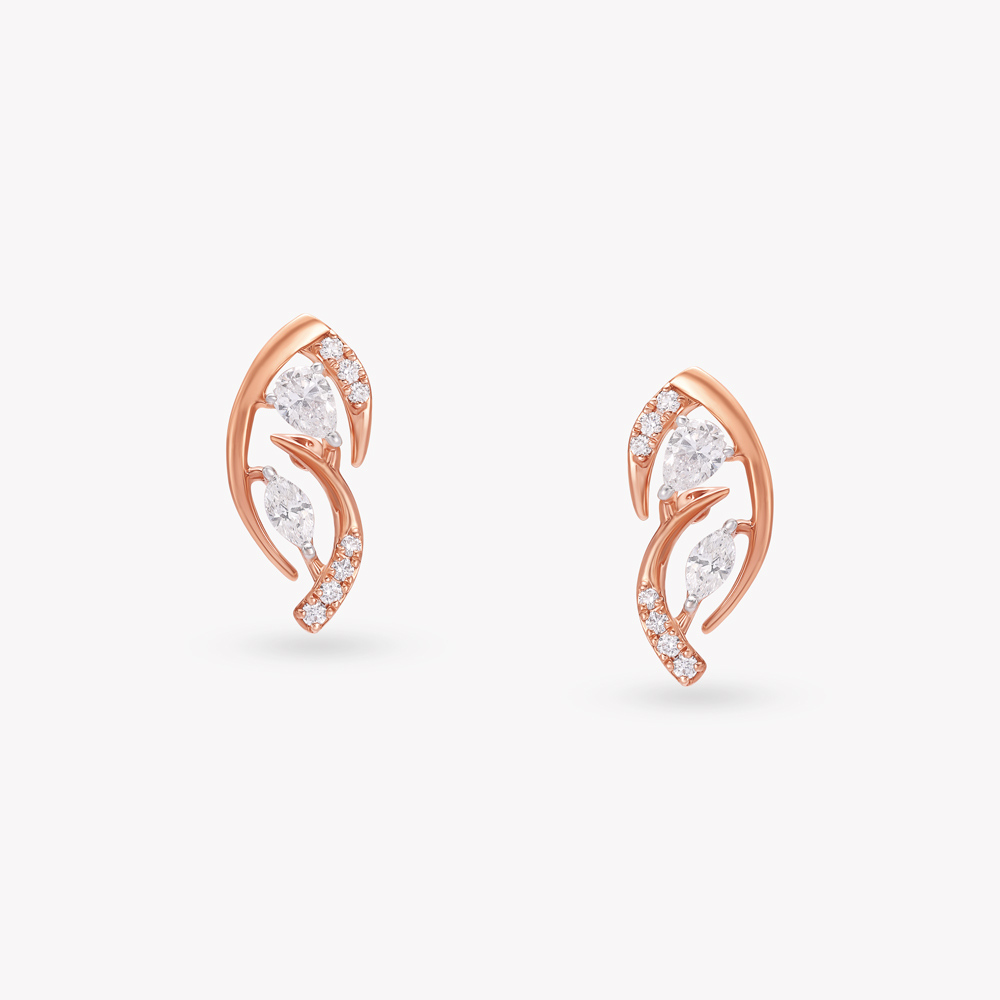 Nymph Leaf Diamond Stud Earrings,,hi-res image number null