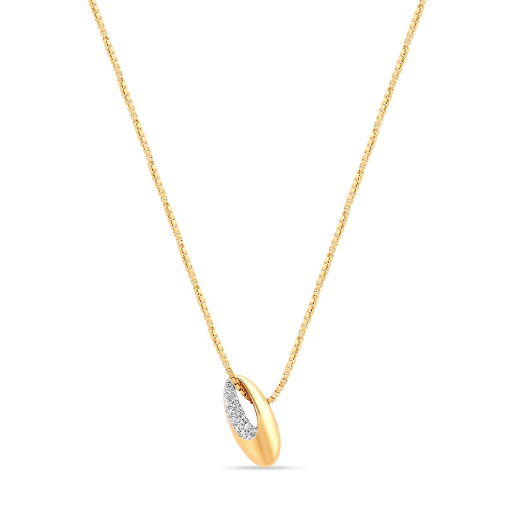14KT Yellow Gold Brilliant Oval Diamond Pendant with Chain,,hi-res image number null