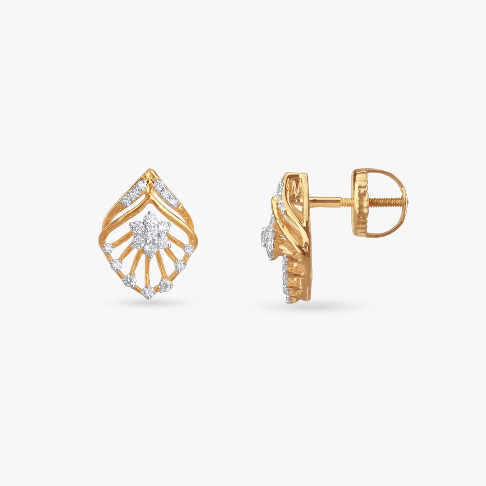 Elegant Petal Diamond Stud Earrings,,hi-res image number null