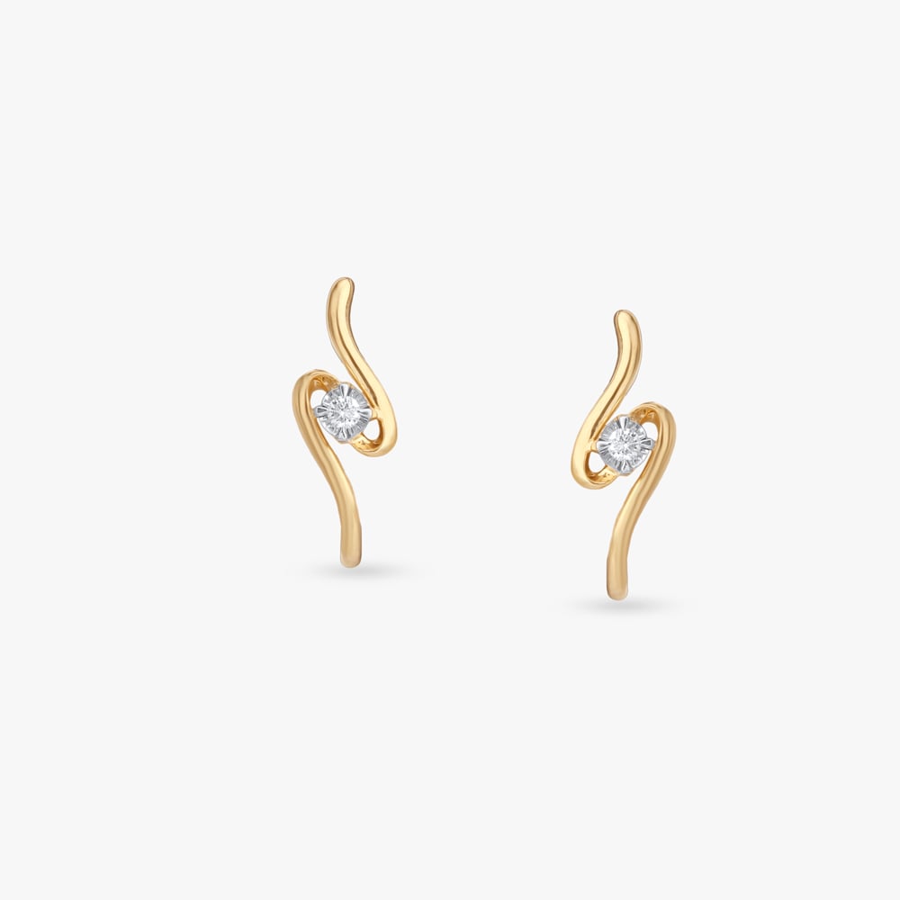 Sculpted Curve Diamond Stud Earrings,,hi-res image number null