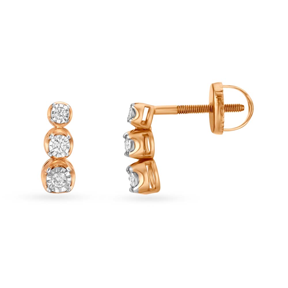 Three Stones Diamond Drop Earrings,,hi-res image number null