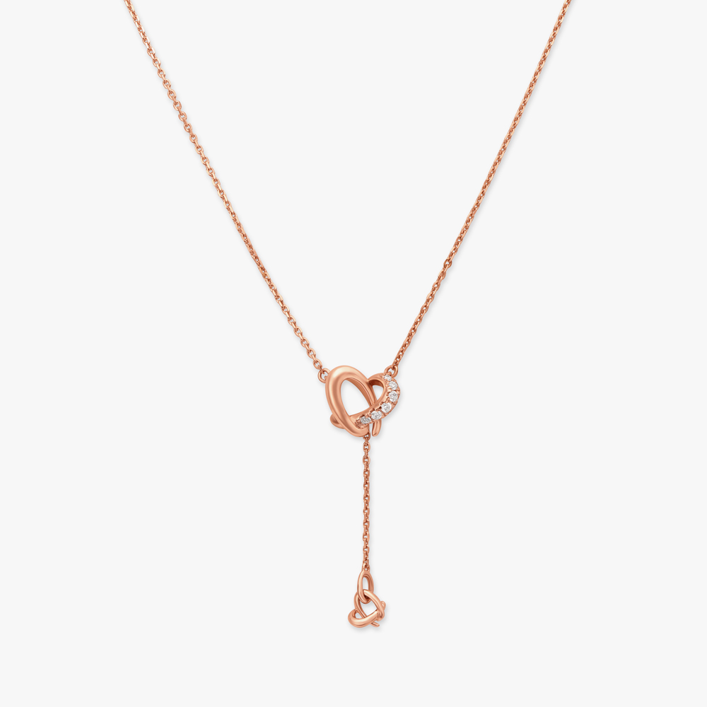 Diamond Heart Ribbon Twist Pendant 10k Rose Gold