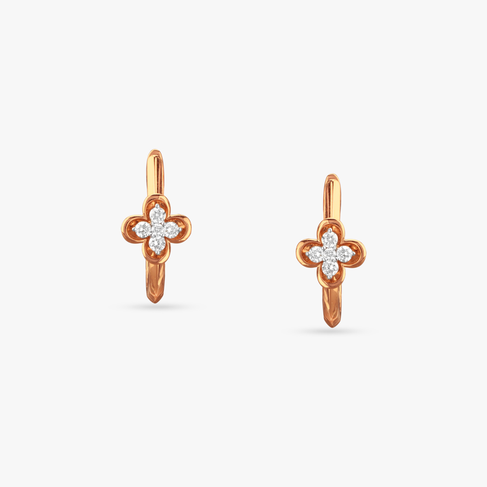 Petite Clover Diamond Hoop Earrings,,hi-res image number null