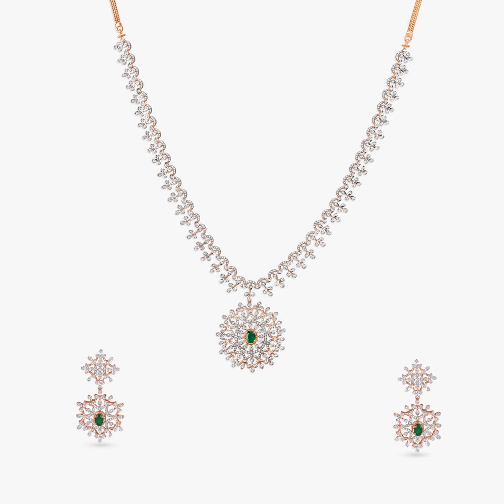 Verdant Glow Diamond Necklace Set,,hi-res image number null