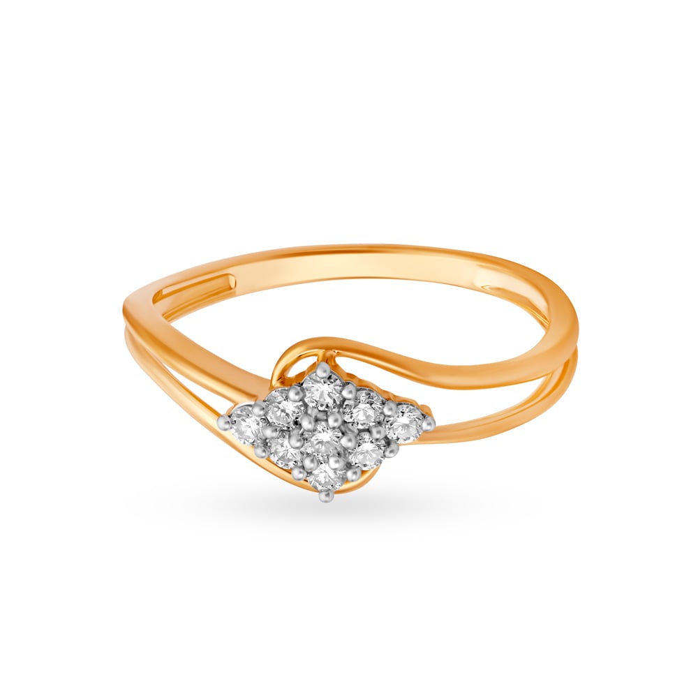 Dainty Geometric Gold and Diamond Finger Ring,,hi-res image number null
