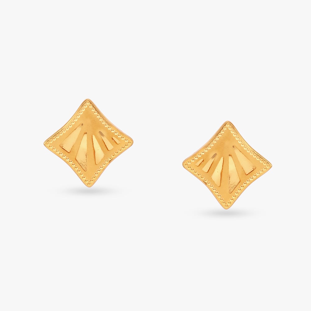 Geometric Gold Stud Earrings,,hi-res image number null