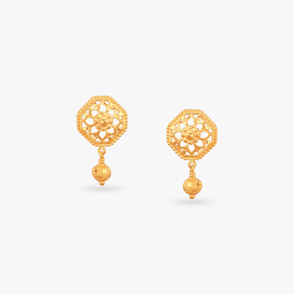 

Petal Charm Gold Drop Earrings