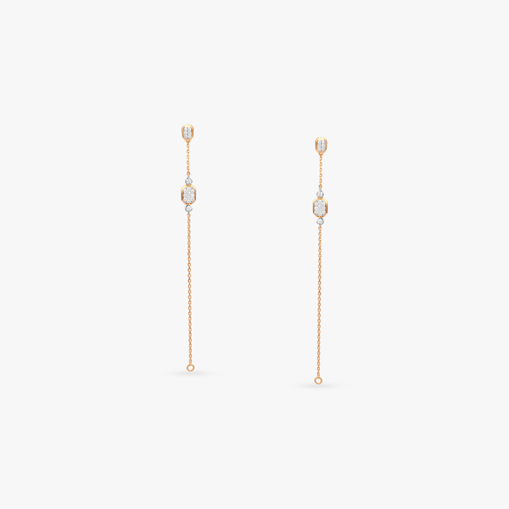 Octagon Loop Diamond Drop Earrings,,hi-res image number null