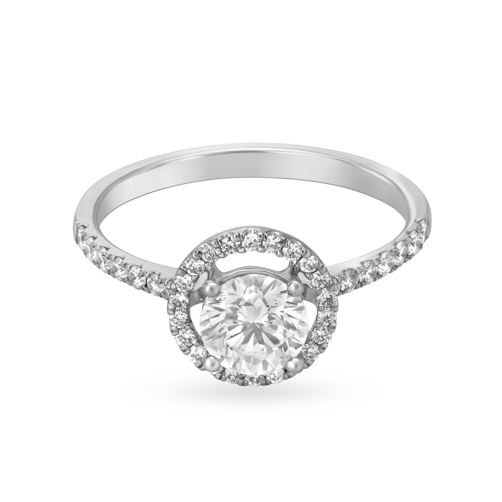 Dazzling Solitaire Look White Gold and Diamond Ring,,hi-res image number null