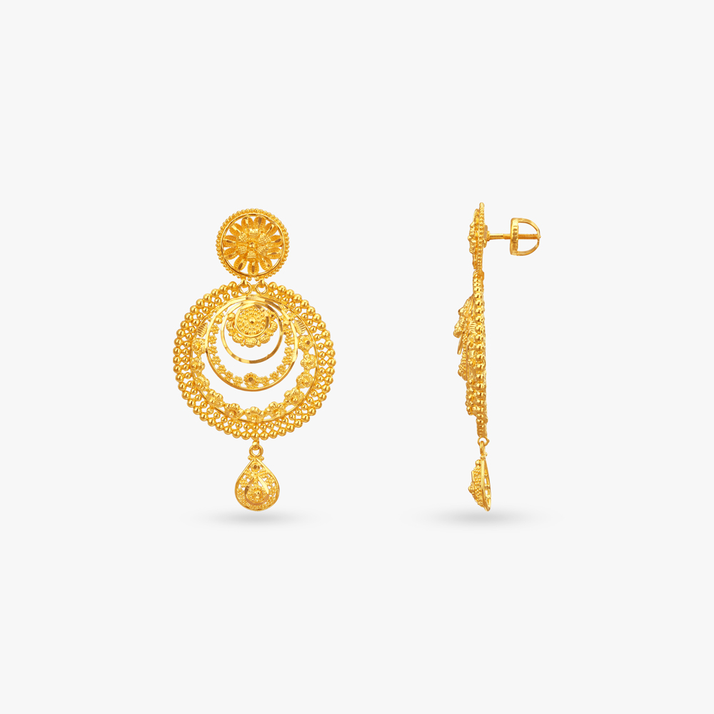 Golden Ruffles Gold Drop Earrings,,hi-res image number null