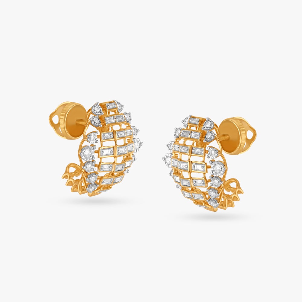 Sparkling Grid Diamond Hoop Earrings,,hi-res image number null