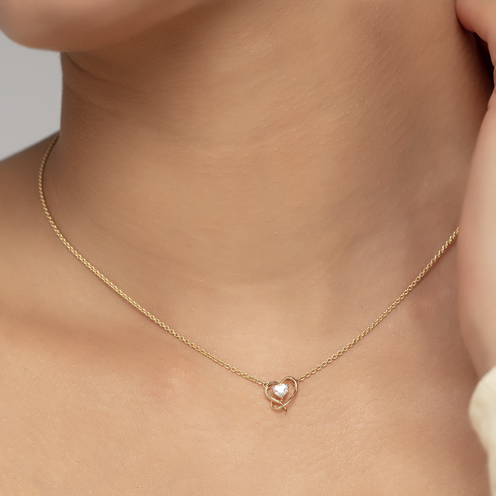 Enchanted Heart 14 kt Gold & Diamond Necklace,,hi-res image number null
