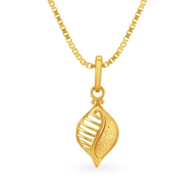 Baroque Yellow Gold Leaf Pendant,,hi-res image number null