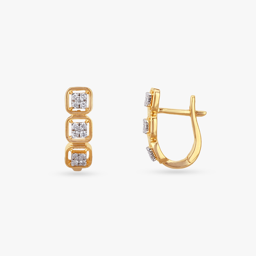 Bold Square Diamond Hoop Earrings,,hi-res image number null