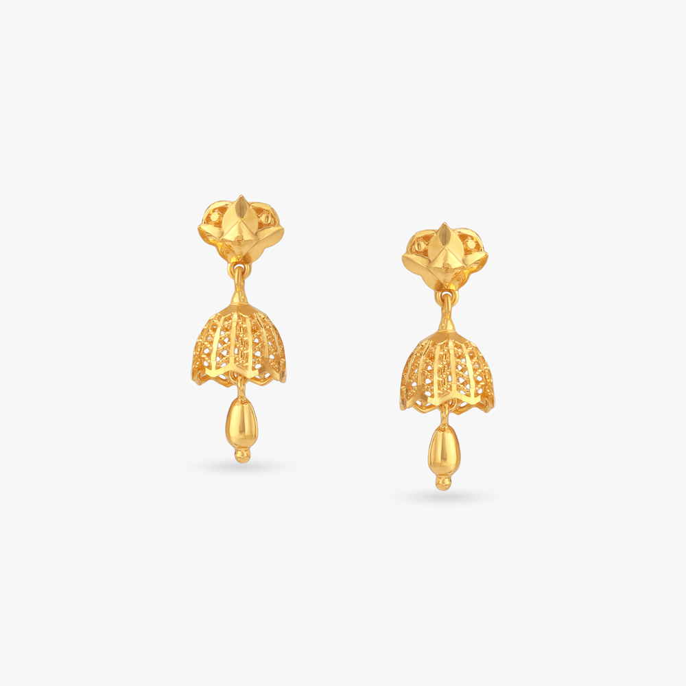 Grace Dome Gold Jhumka Earrings,,hi-res image number null