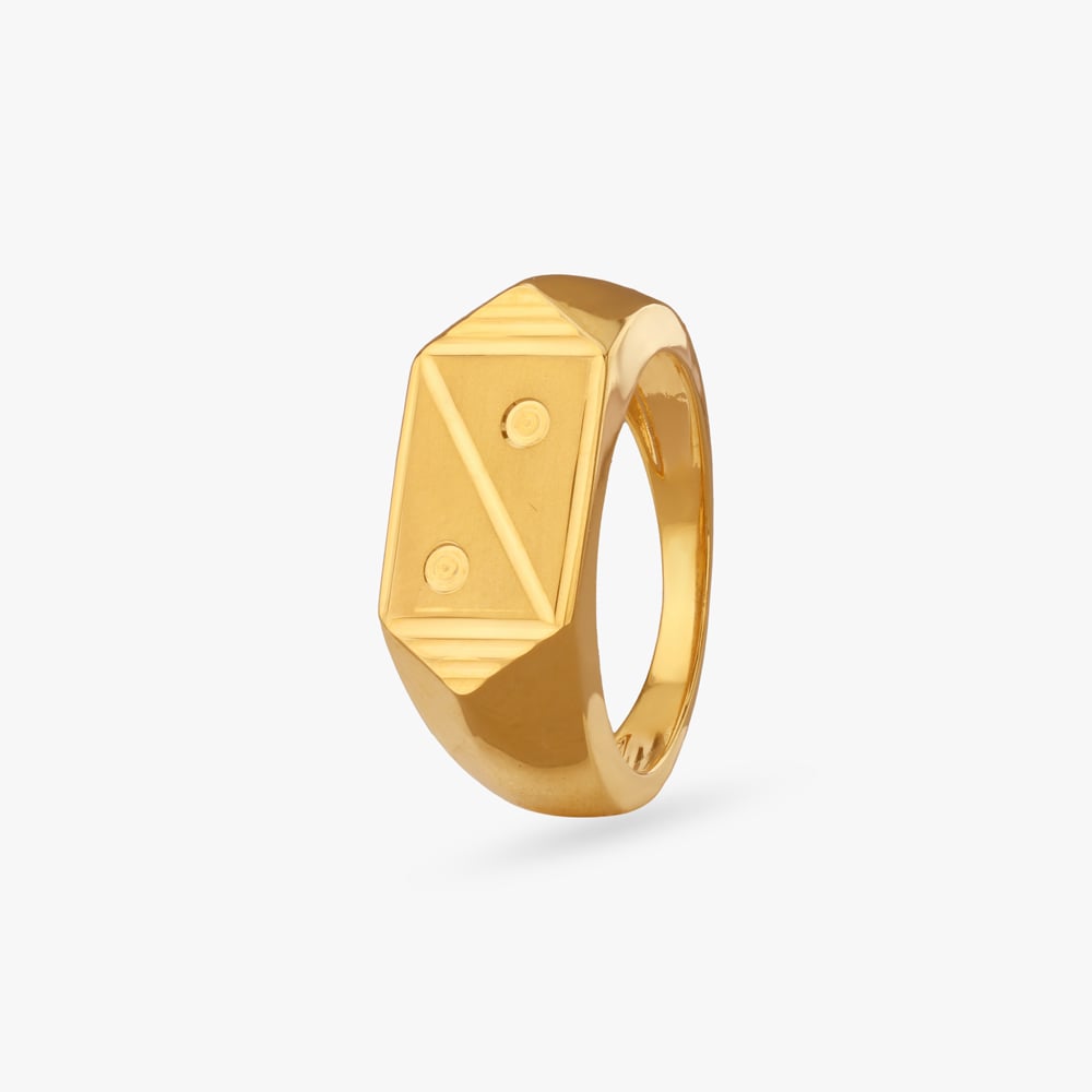 

Geometric Groove Gold Ring For Men