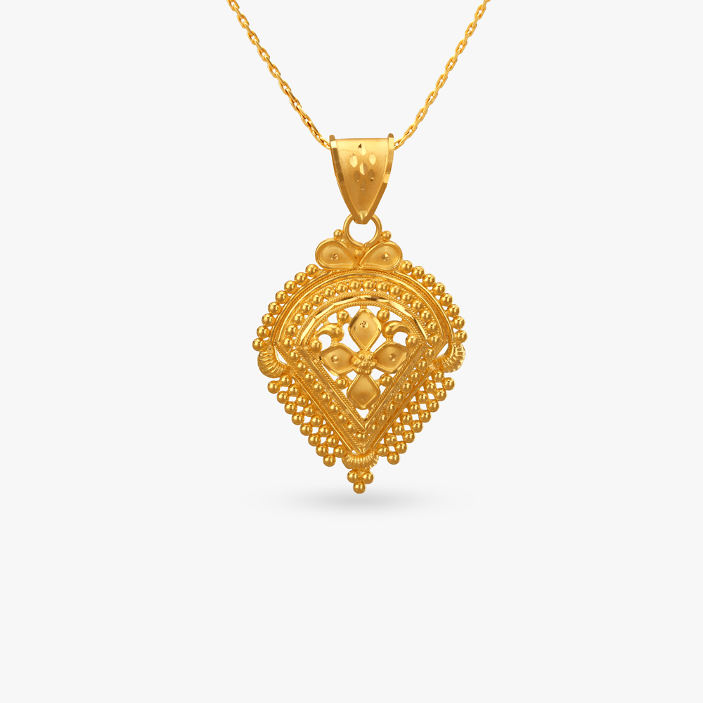 Floral Grandeur Gold Pendant and Earrings Set,,hi-res image number null