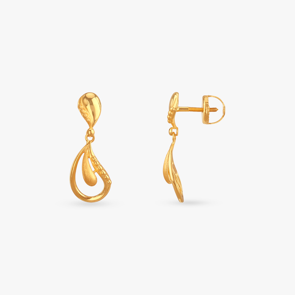 

Artistic Swirl Gold Drop Earrings