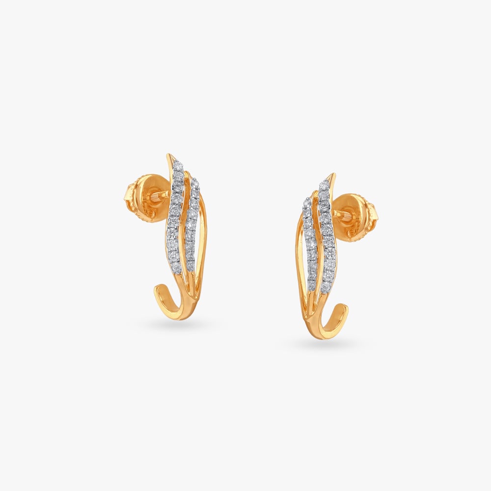 Graceful Curve Diamond Stud Earrings,,hi-res image number null