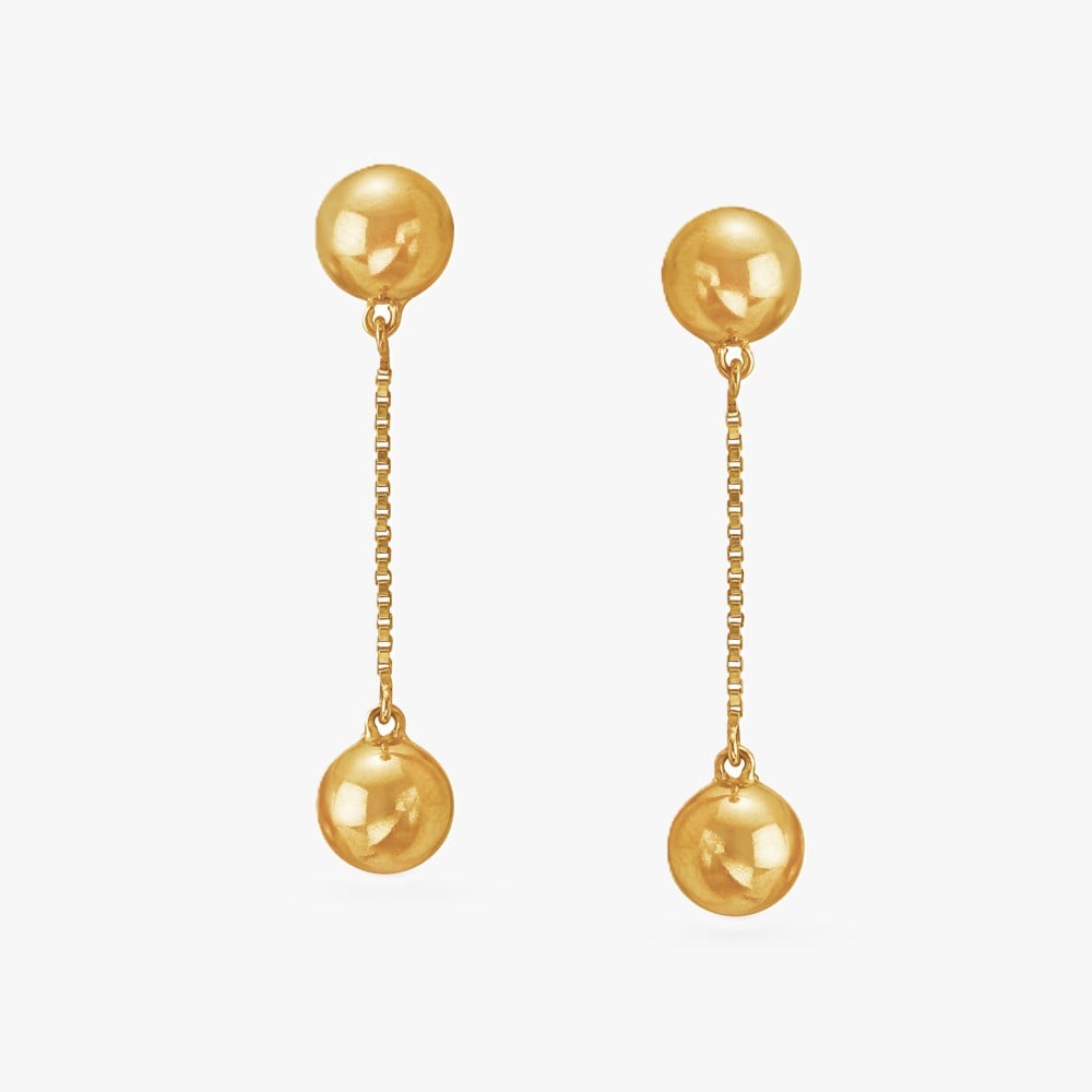 Linear Orb Gold Drop Earrings,,hi-res image number null