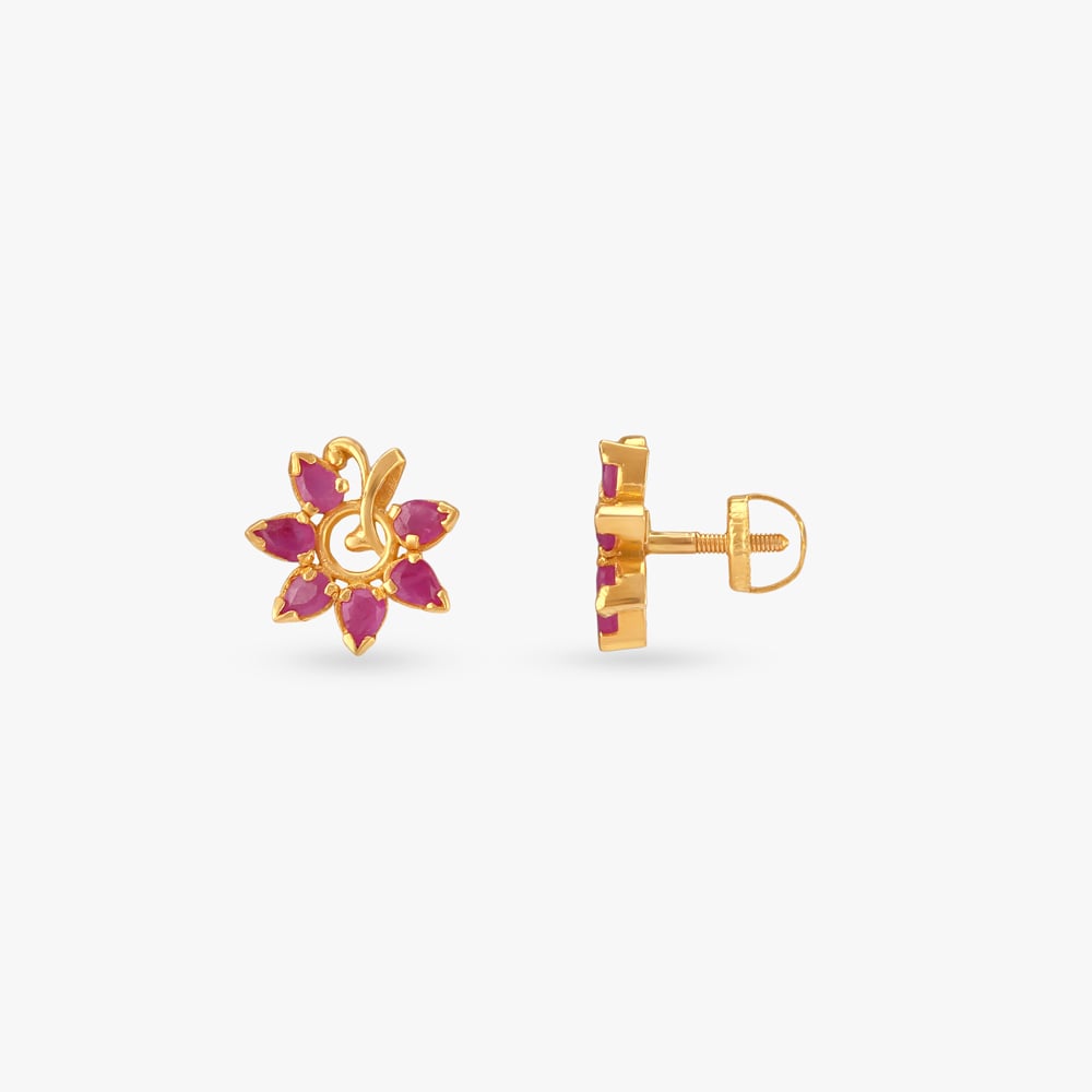 Sparkling Bloom Ruby Stud Earrings,,hi-res image number null
