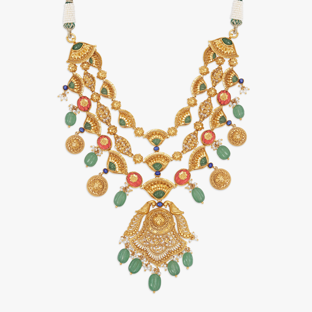 Sparkling Chandak Filigree Patterned Necklace Set,,hi-res image number null