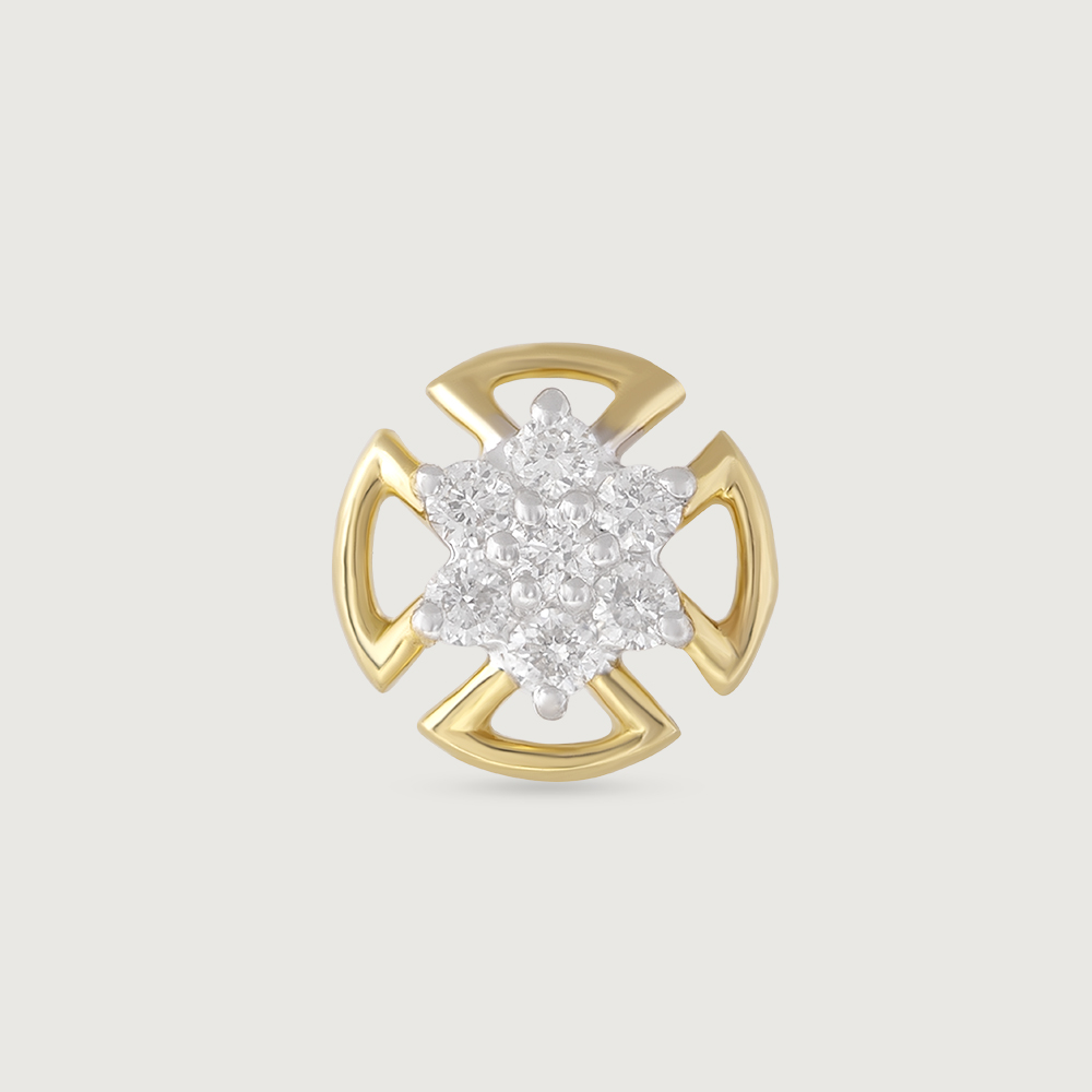 Cosmic Shield Gold and Diamond Nose Pin,,hi-res image number null