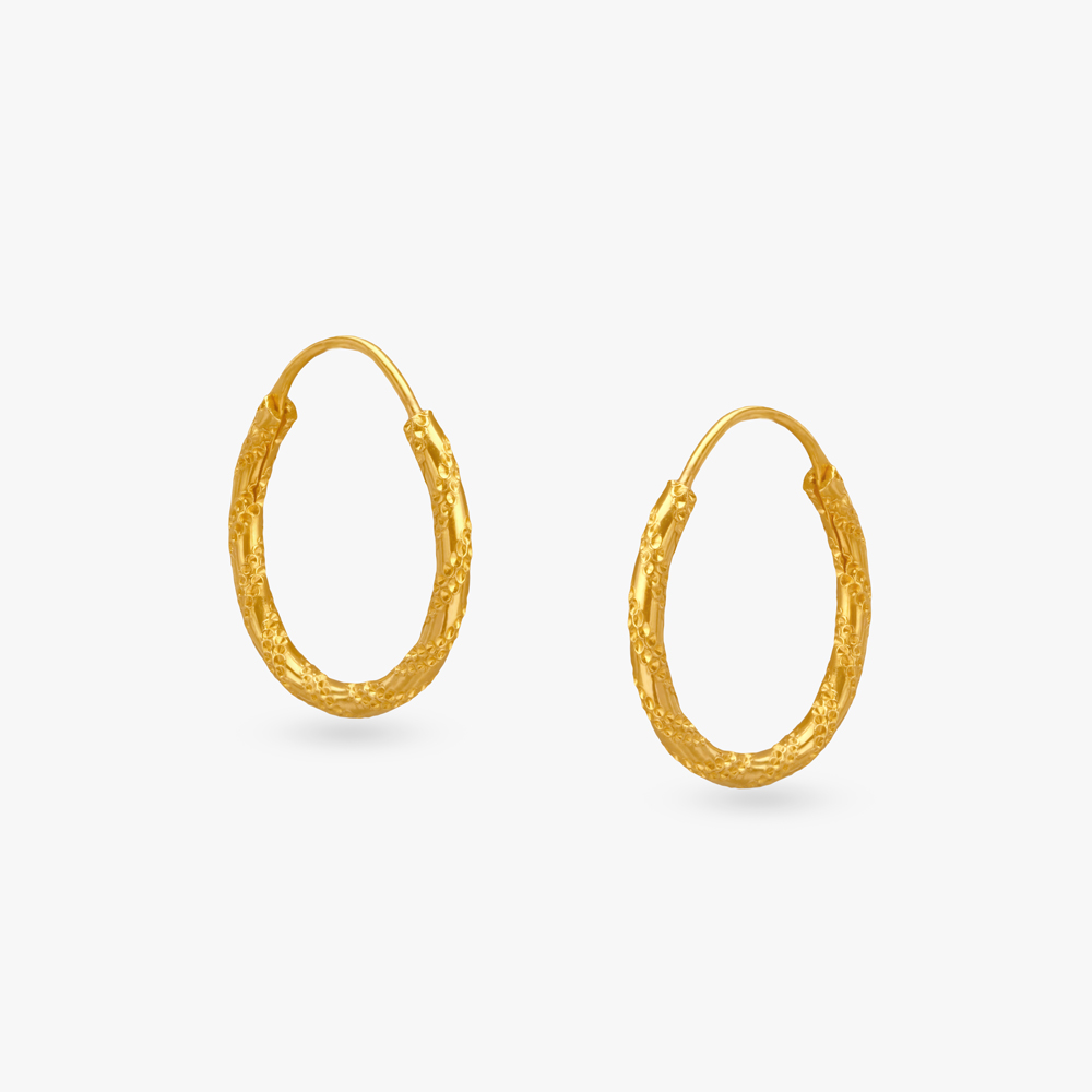 

Embellished Texture Gold Hoop Earrings