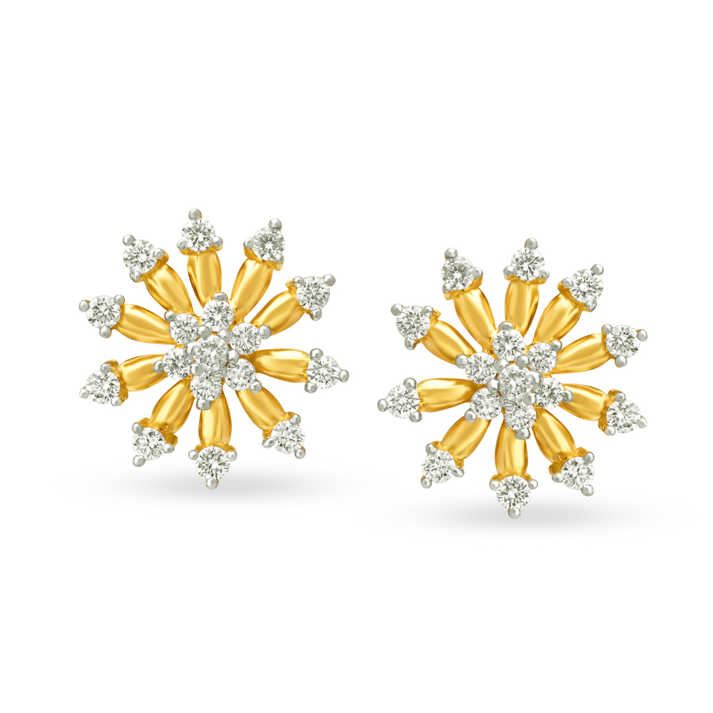 Fancy Nakshatra Gold and Diamond Stud Earrings,,hi-res image number null