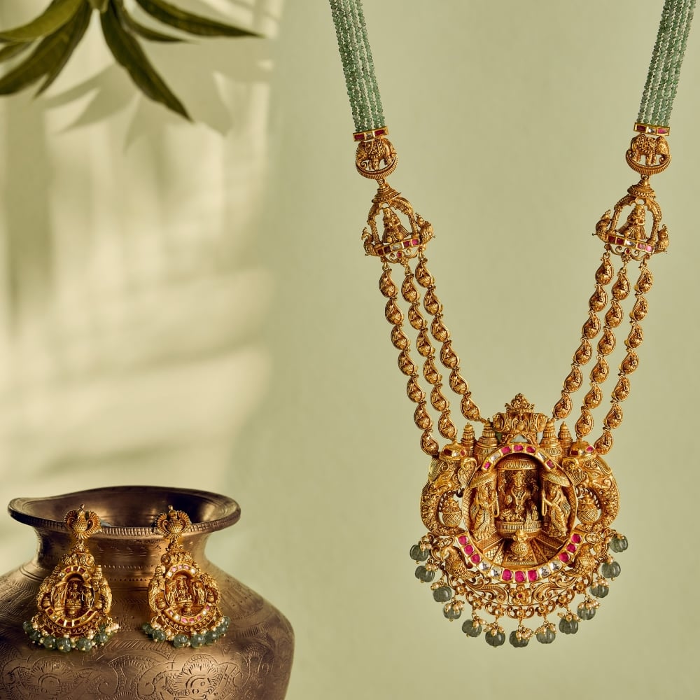 Sacred Lakshmi Gold Haram Set,,hi-res image number null