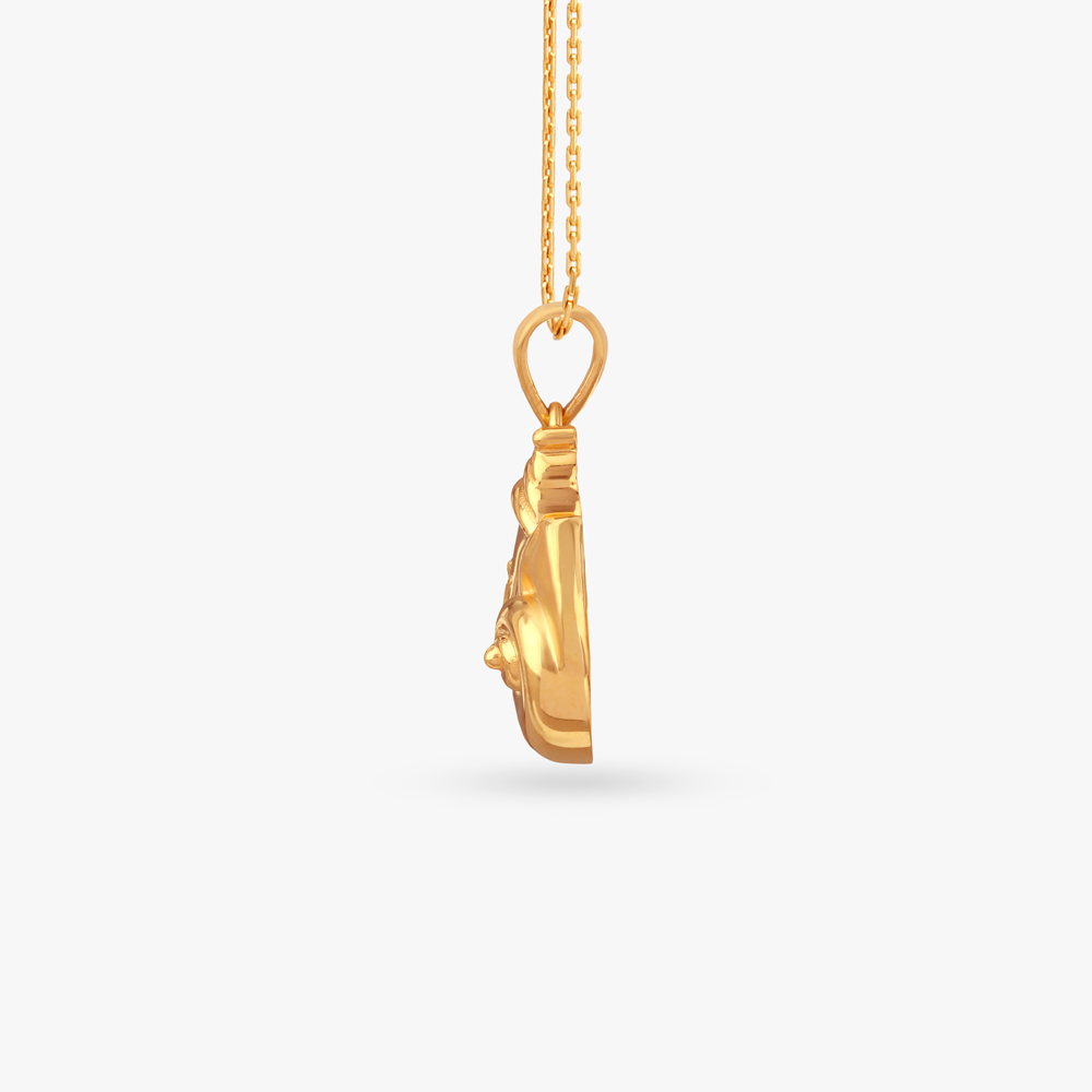 Spiral Ganesha Gold Pendant,,hi-res image number null