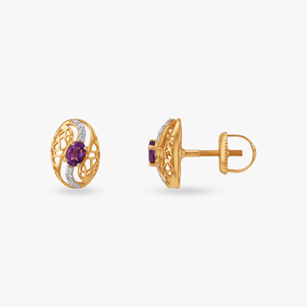 Midnight Bloom Diamond Stud Earrings,,hi-res image number null